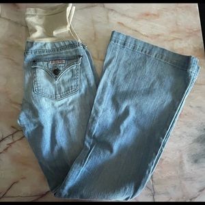 Hudson Ferris flare jeans secret belly fit pea in the pod maternity